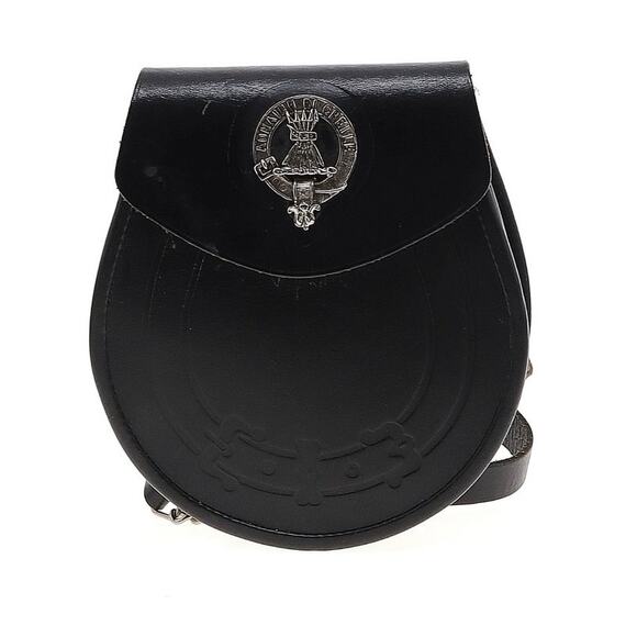 L & M Highlander black leather Sporran Belt Bag - Picture 1 of 16